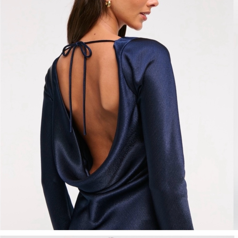 Abercrombie & Fitch Dark Navy Long-Sleeve Maxi Dress